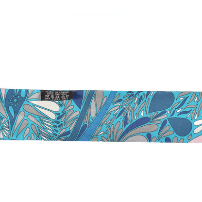 Hermes Silk Millefleurs du Mexique Twilly Canard Marine Rose Poudre 2 of 4