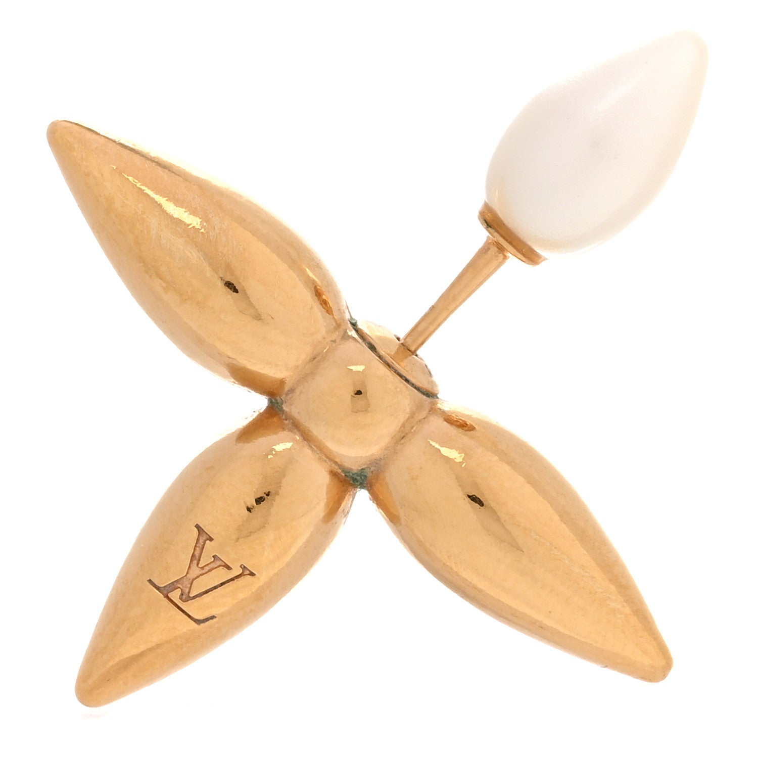 Louis Vuitton Pearl Louisette By Night Earrings Gold 4 of 5