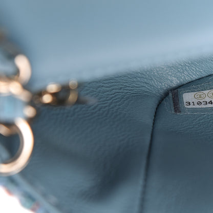 Chanel Tweed Quilted Mini Rectangular Flap Turquoise Purple White Red 9 of 10