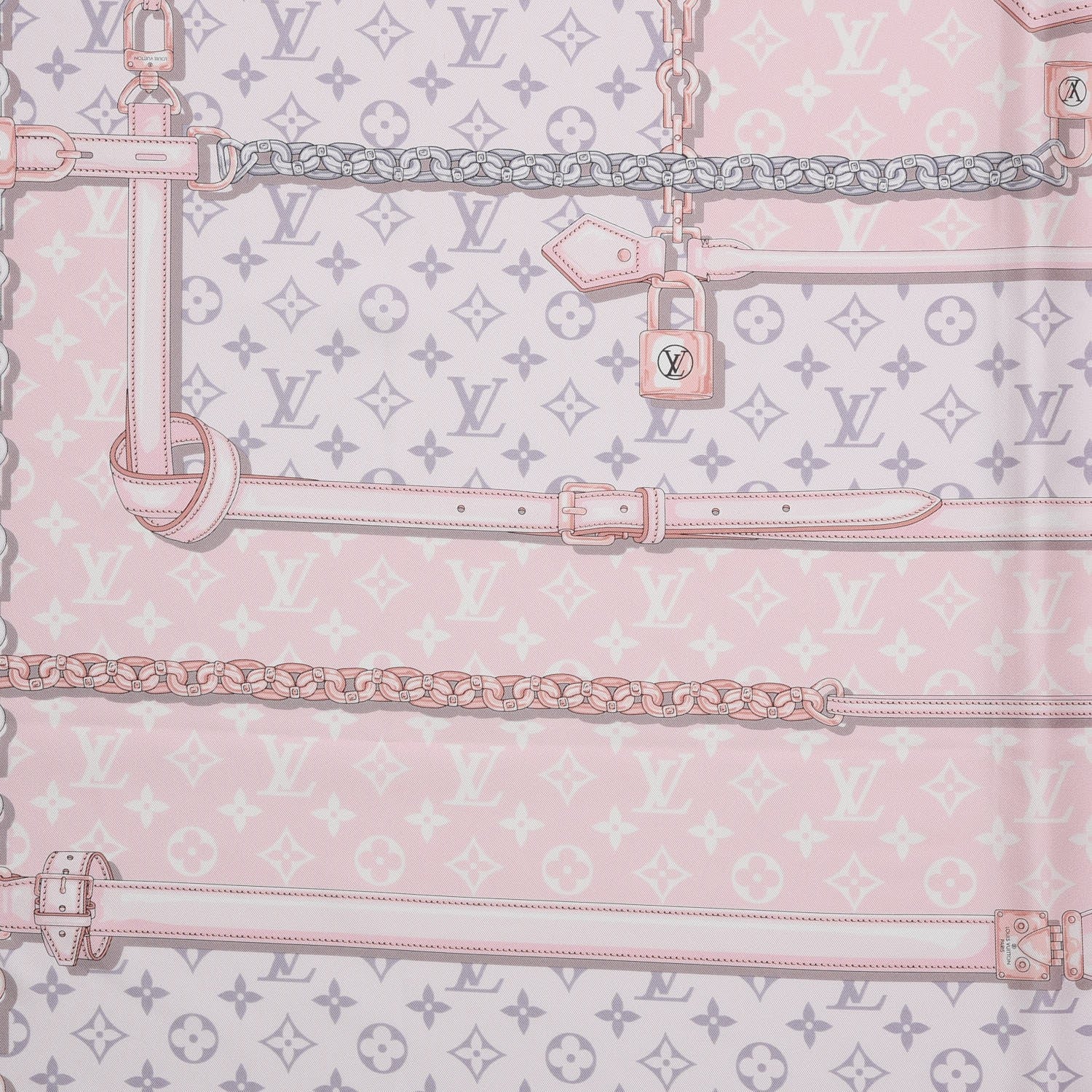 Louis Vuitton Silk Monogram Confidential Square Scarf Light Pink 4 of 7