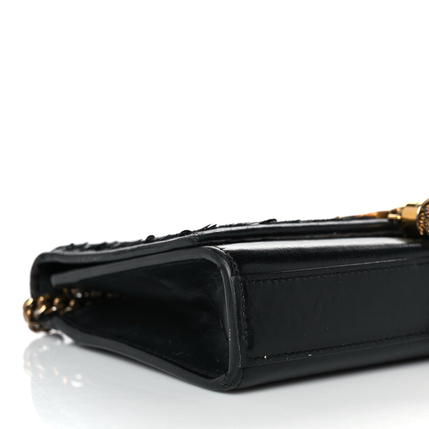 Calfskin Sequin Small Classic Monogram Kate Satchel Black