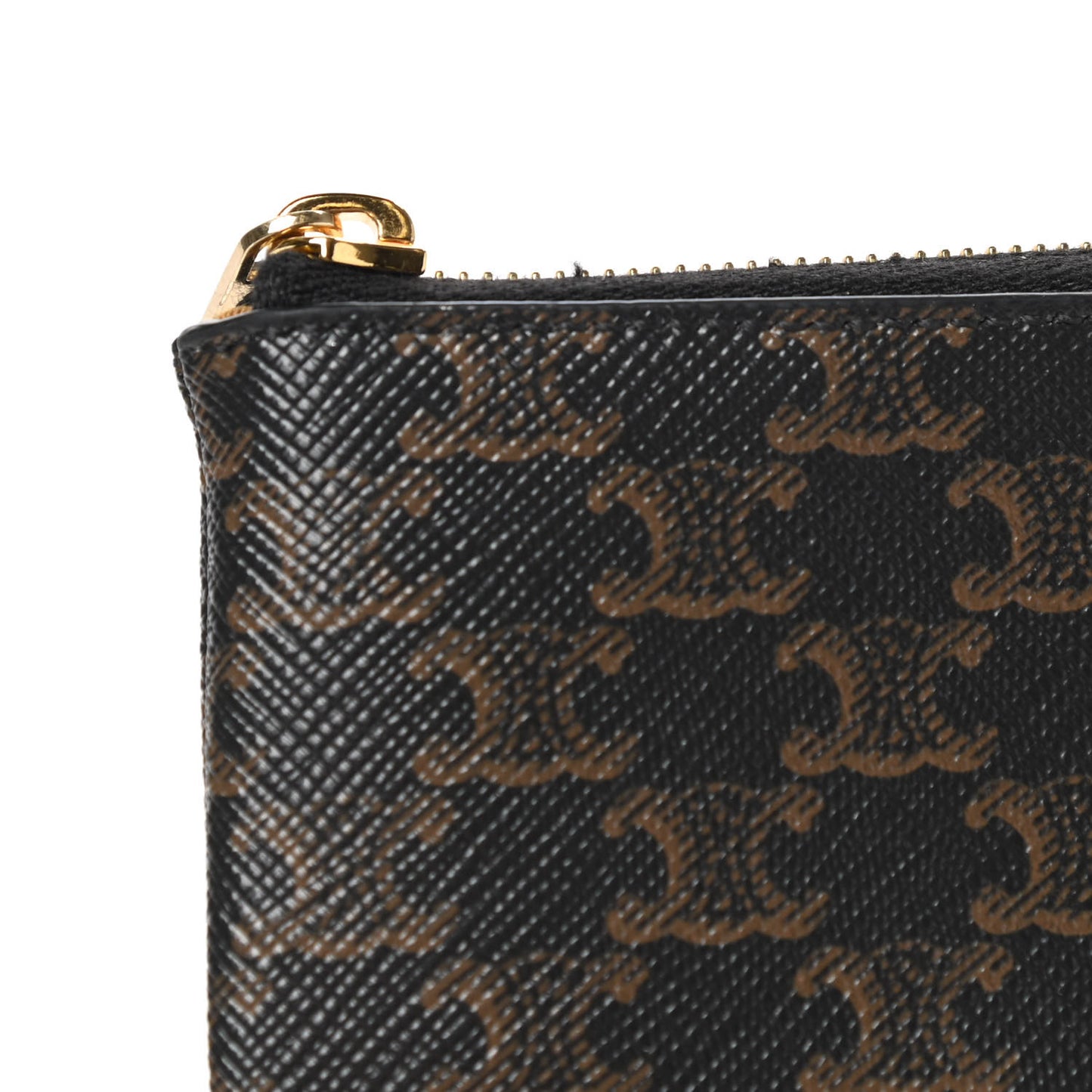 Triomphe Canvas Coin and Card Pouch With Hook Black