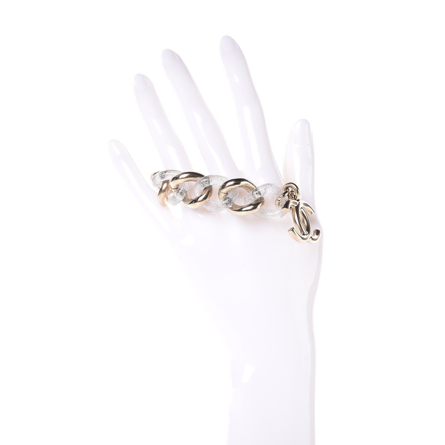 Chanel Glitter Resin CC Chain Bracelet Gold 2 of 4