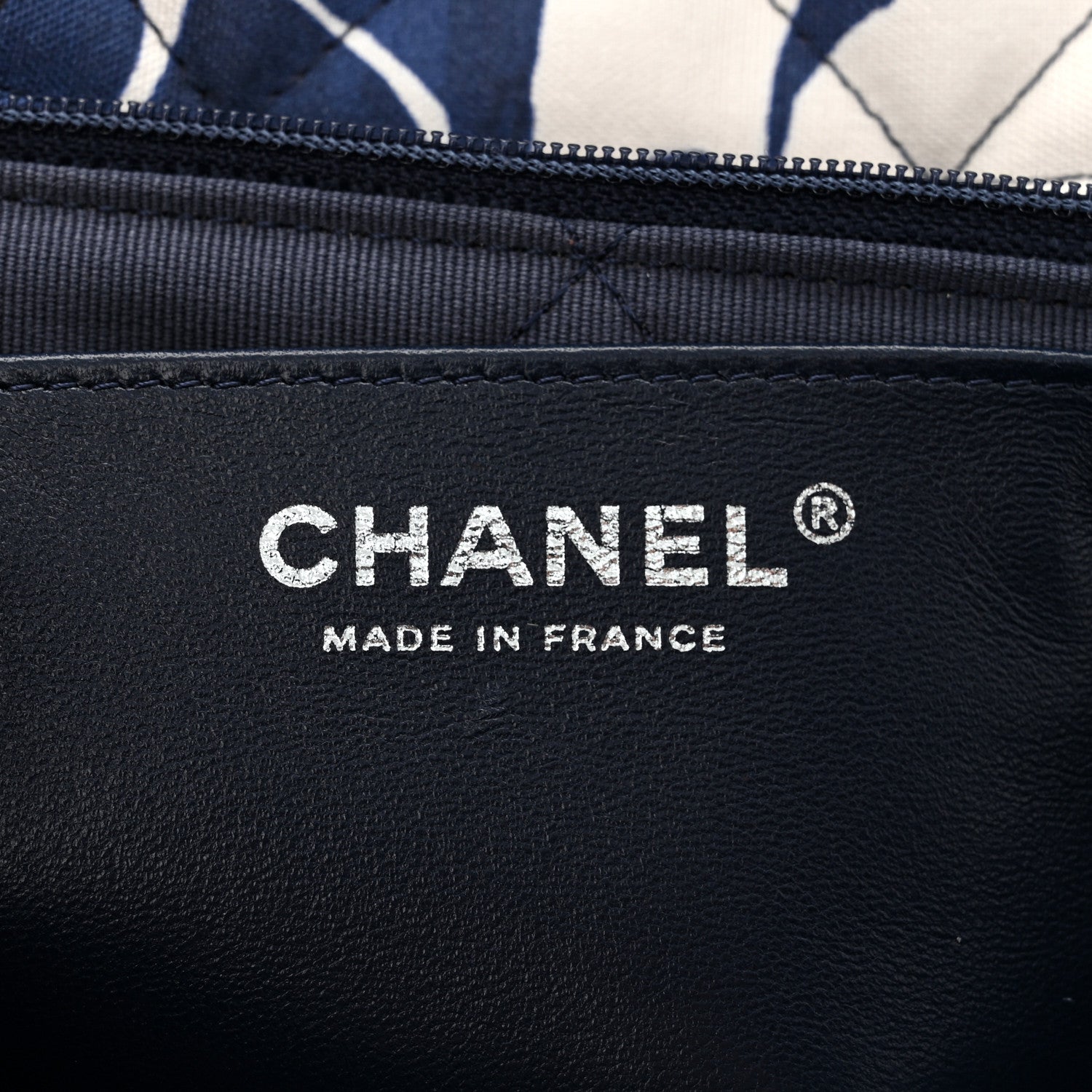 Chanel Floral Printed Silk CC Medium Single Flap Navy Blue White 6 of 11