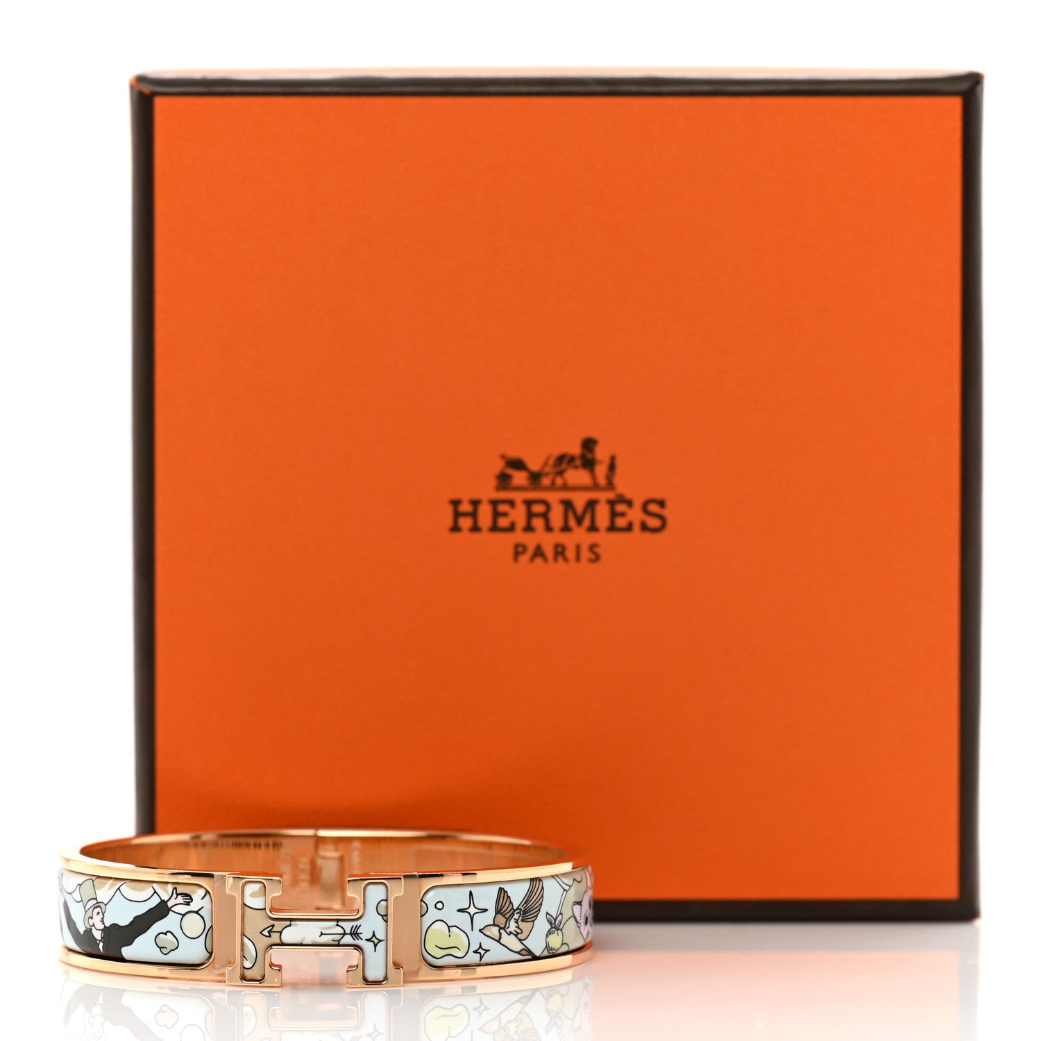 Hermes Enamel Narrow Print Dans Les Nuages Clic Clac H Bracelet PM Songe Pastel 6 of 6