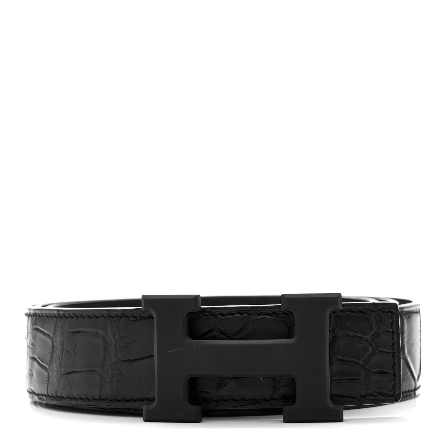 Matte Porosus Crocodile Monochrome 24mm Mini Constance H Belt 105 42 Black