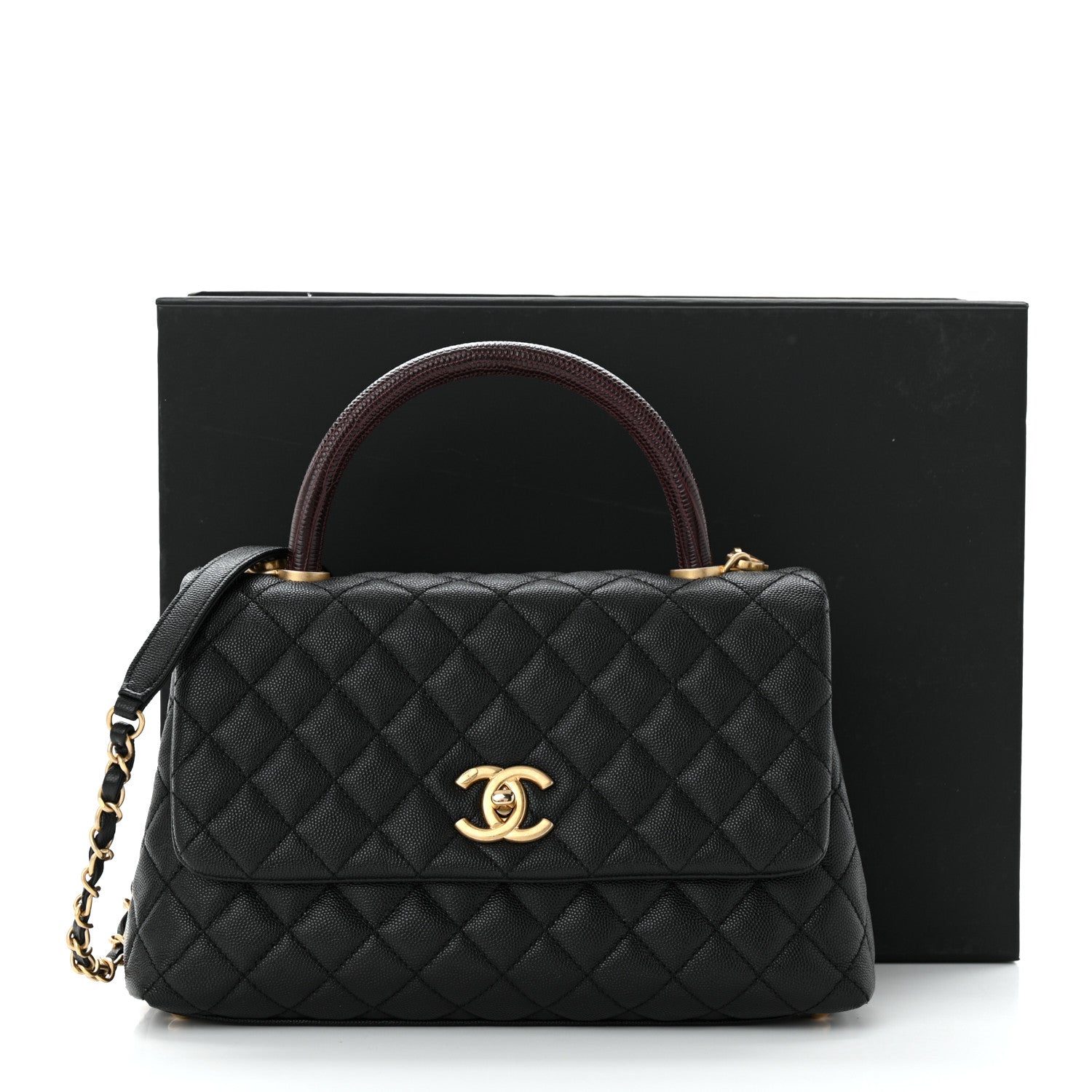 Chanel Caviar Lizard Quilted Small Coco Handle Flap Black 12 of 12