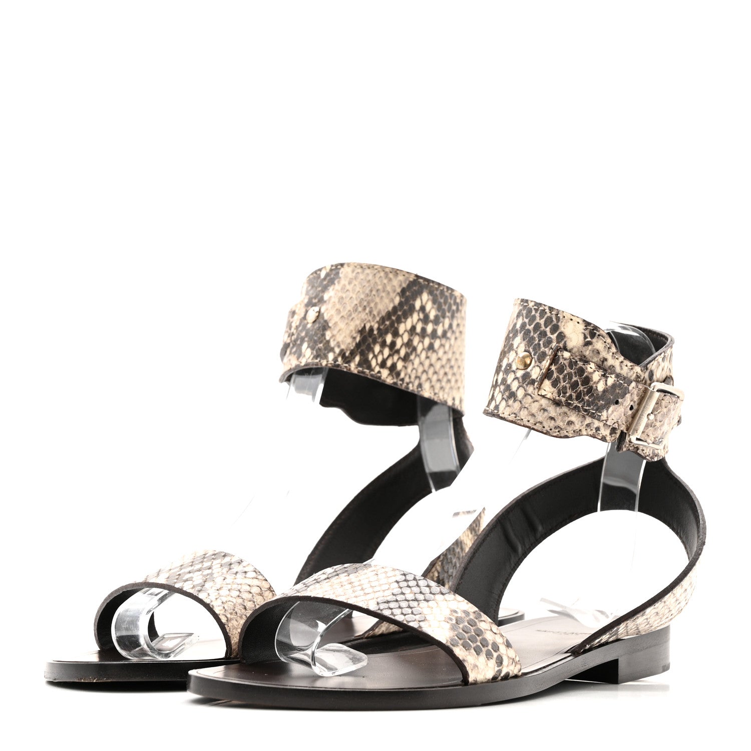 Saint Laurent Snakeskin Ankle Strap Sandals 36.5 Roccia 7 of 32