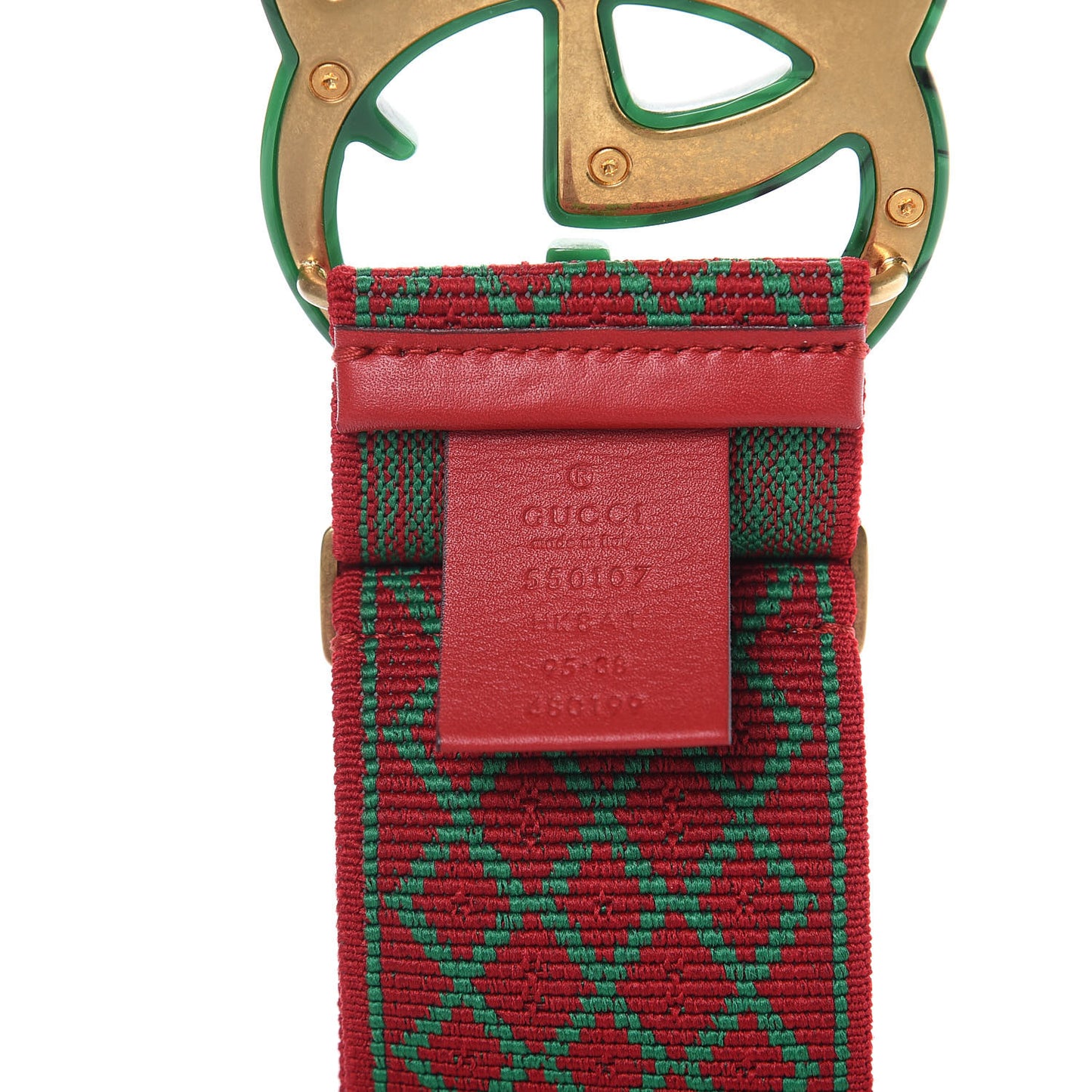 Diamante Elastic Plexiglass GG Marmont Belt 95 38 Red Green