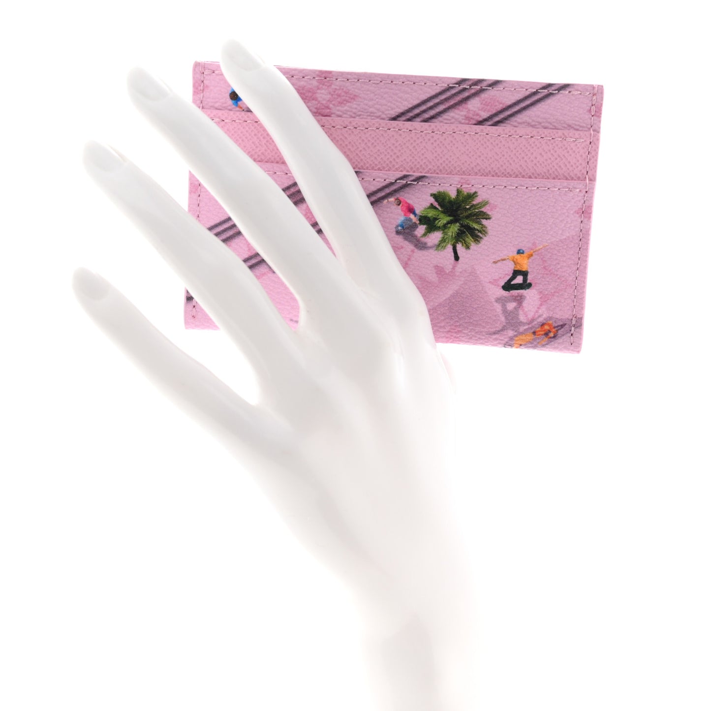 Monogram Double Card Holder Pink