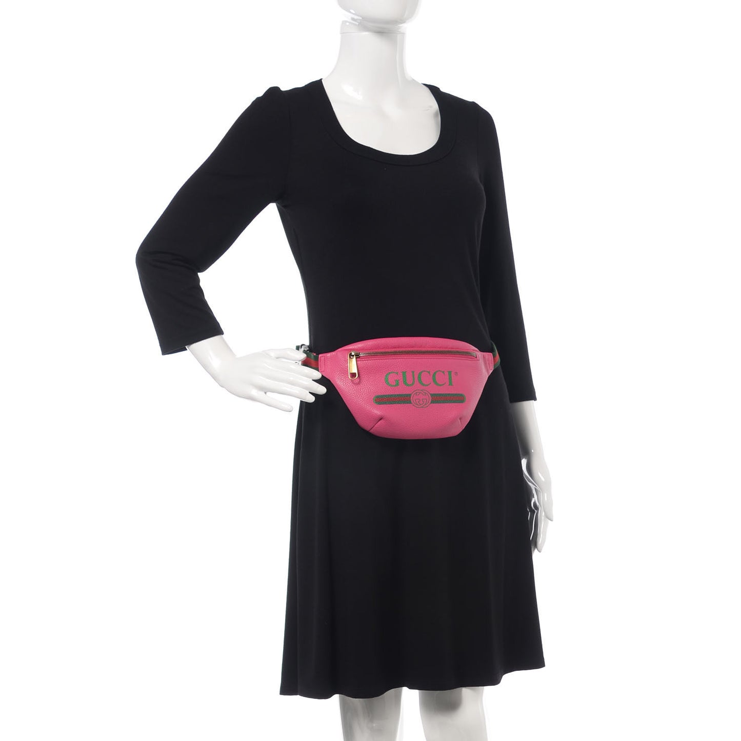 Grained Calfskin Small Logo Belt Bag Box Pink Green