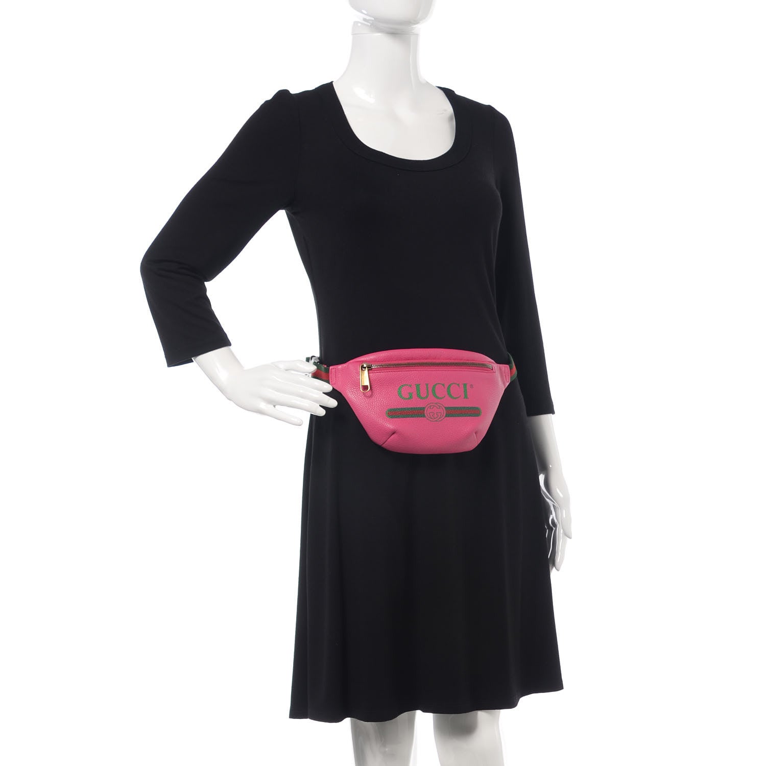 Gucci Grained Calfskin Small Logo Belt Bag Box Pink Green 2 of 10