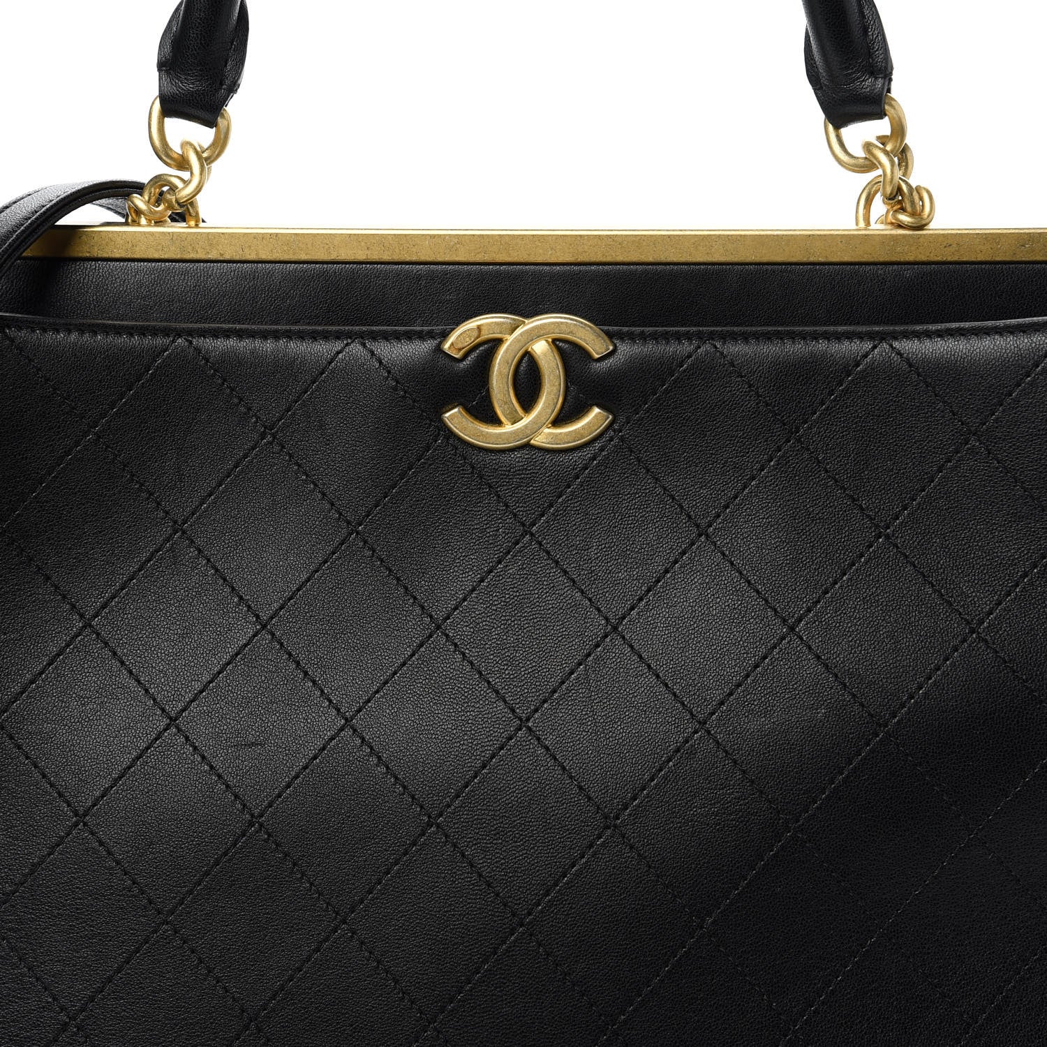 Chanel Lambskin Stitched Large Coco Lux Shopping Tote Black 9 of 10