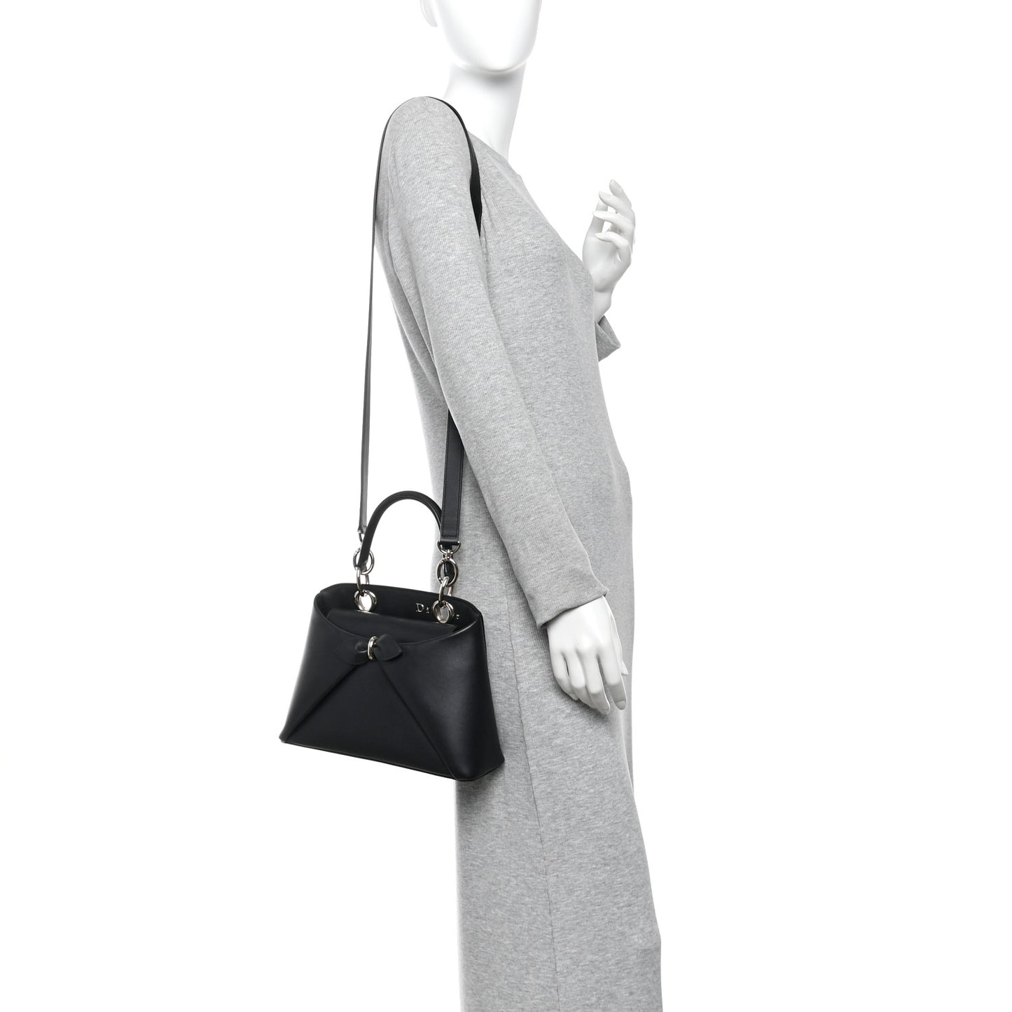 Shiny Smooth Calfskin Small Cigale Bag Black