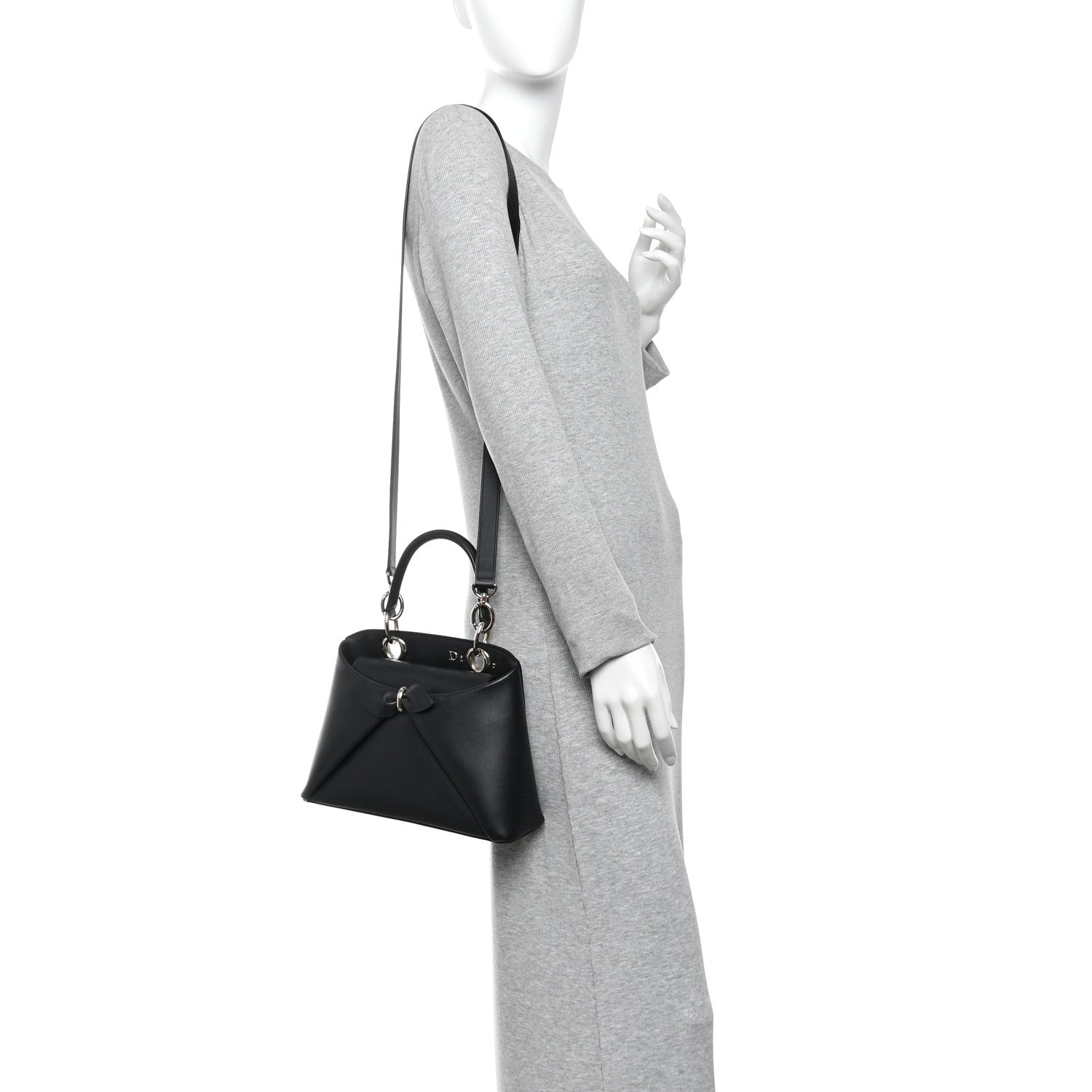 Christian Dior Shiny Smooth Calfskin Small Cigale Bag Black 2 of 9