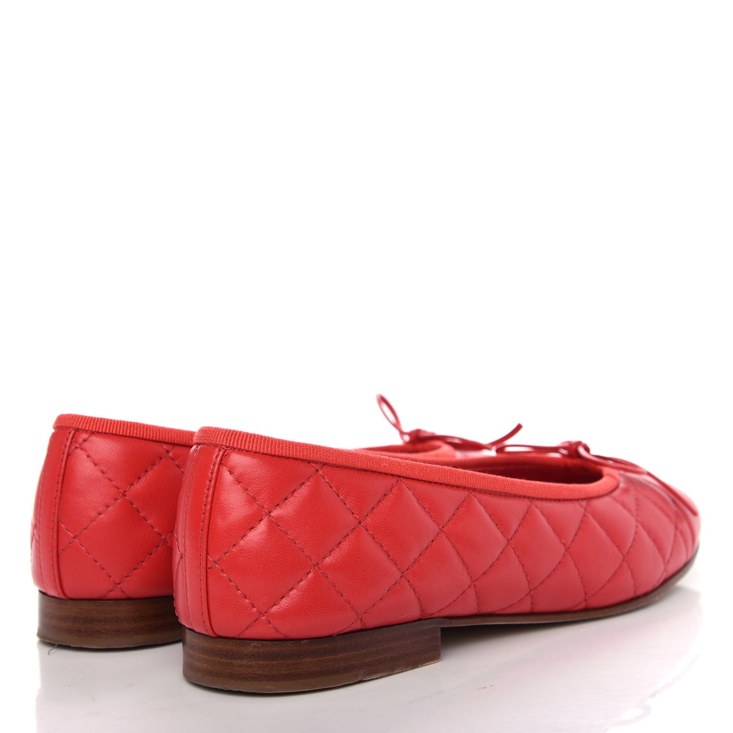 Lambskin Quilted Cap Toe CC Ballerina Flats 37 Light Red
