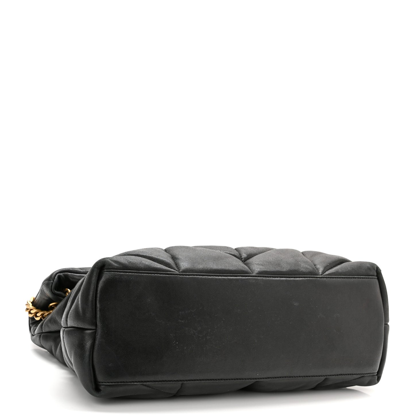 Lambskin Quilted Medium Loulou Puffer Monogram Chain Satchel Black