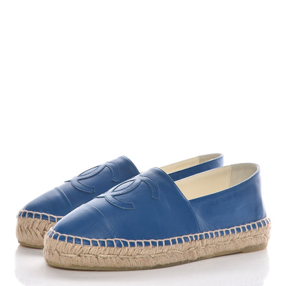 Chanel Lambskin CC Espadrilles 36 Blue 3 of 10