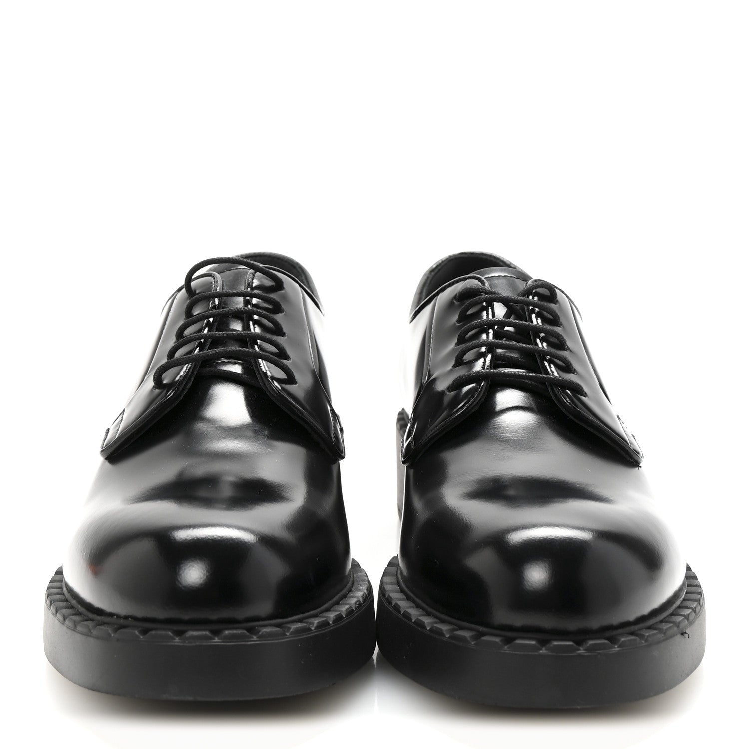 Prada Spazzolato Lace Up 50mm Loafers 39 Black 3 of 9