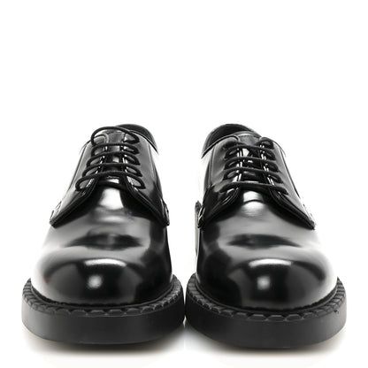 Prada Spazzolato Lace Up 50mm Loafers 39 Black 3 of 9