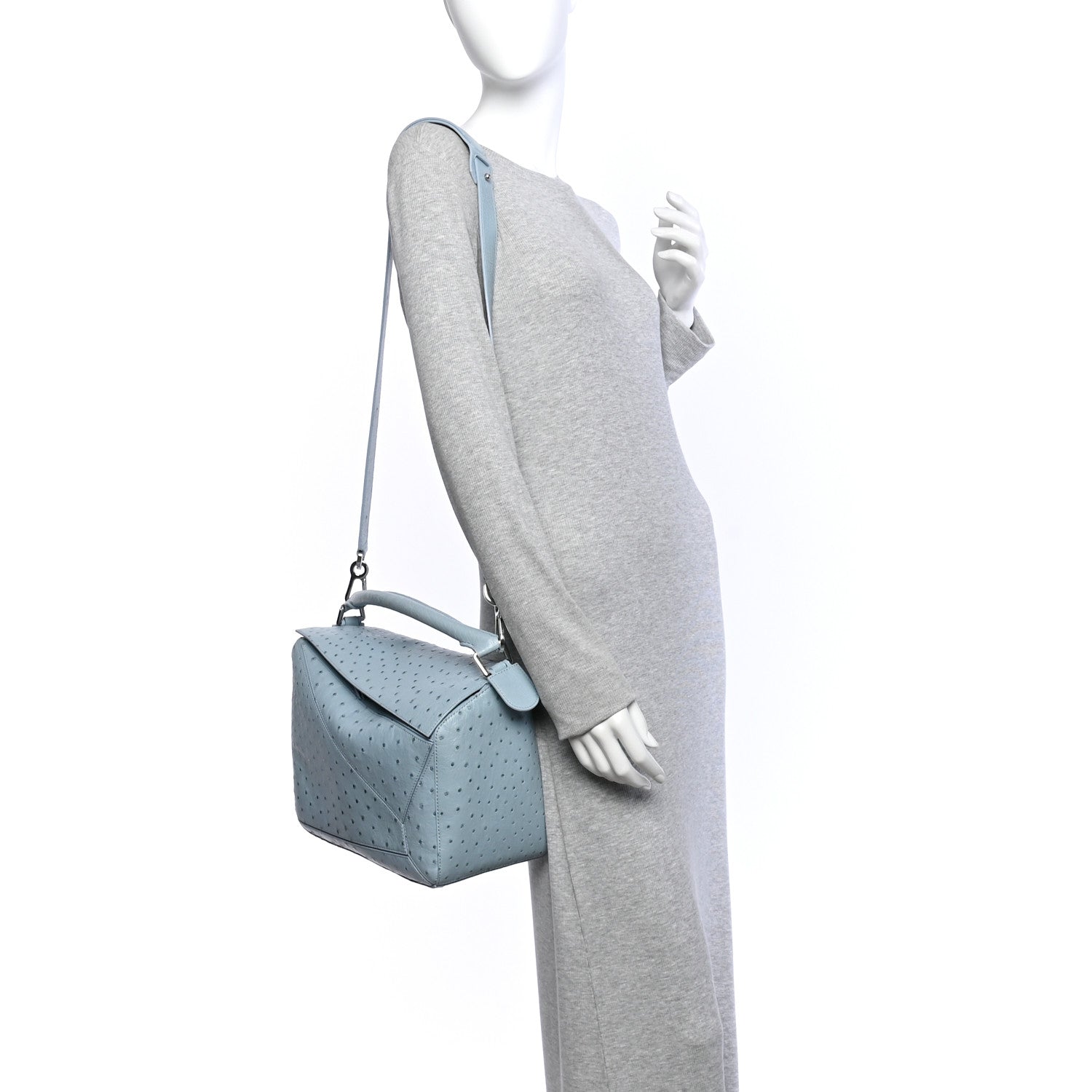 Loewe Ostrich Large Puzzle Bag Blue 1942145 – FASHIONPHILE