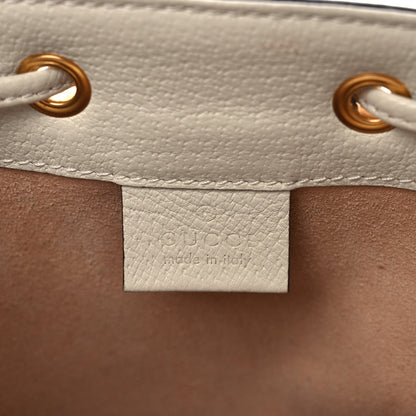 Gucci GG Supreme Monogram Textured Calfskin Web Mini Ophidia Bucket Bag Beige Ebony Mystic White 5 of 9