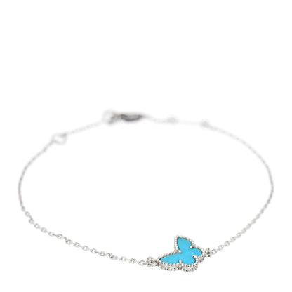 Van Cleef & Arpels 18K White Gold Turquoise Sweet Alhambra Butterfly Bracelet 1 of 4