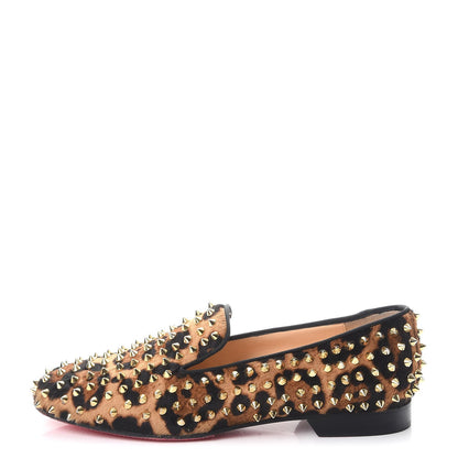 Christian Louboutin Leopard Print Pony Hair Rolling Spikes Luxor Loafers Flats 40 1 of 12