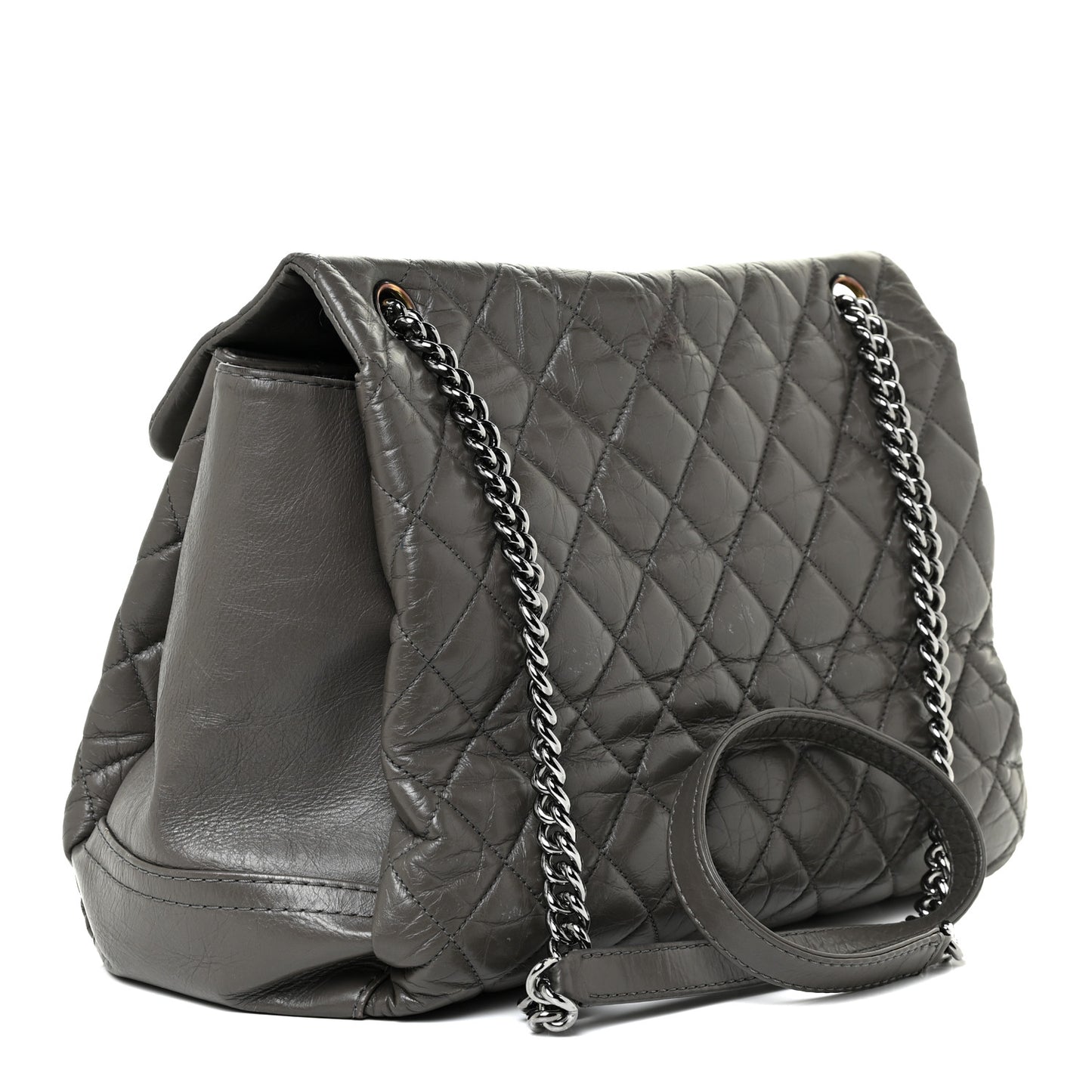 Aged Calfskin Medium Lady Pearly Flap Grey