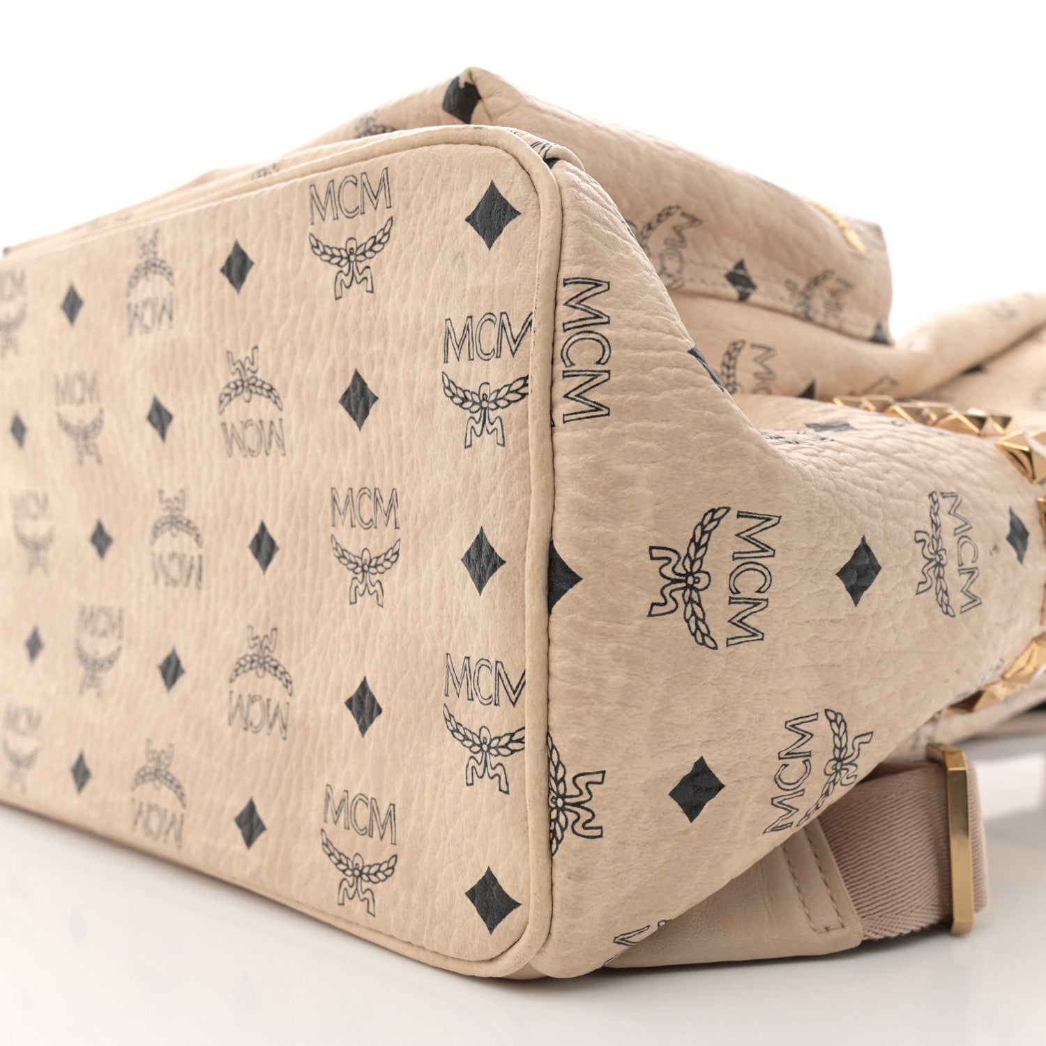 MCM Visetos Medium Studded Stark Backpack Beige 10 of 14