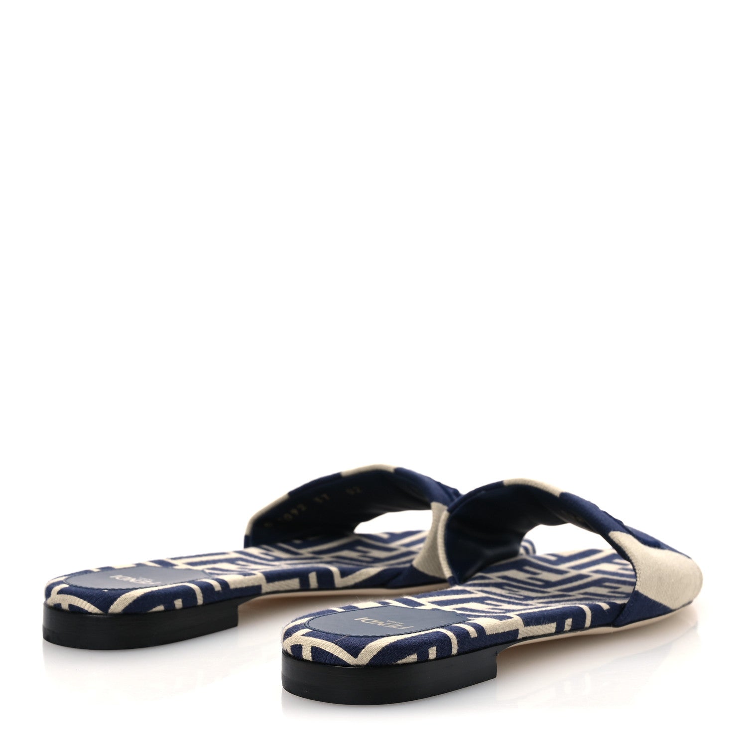 Fendi Pequin Tessuto Jacquard Logo Flat Slide Sandals 37 Beige Midnight 5 of 10