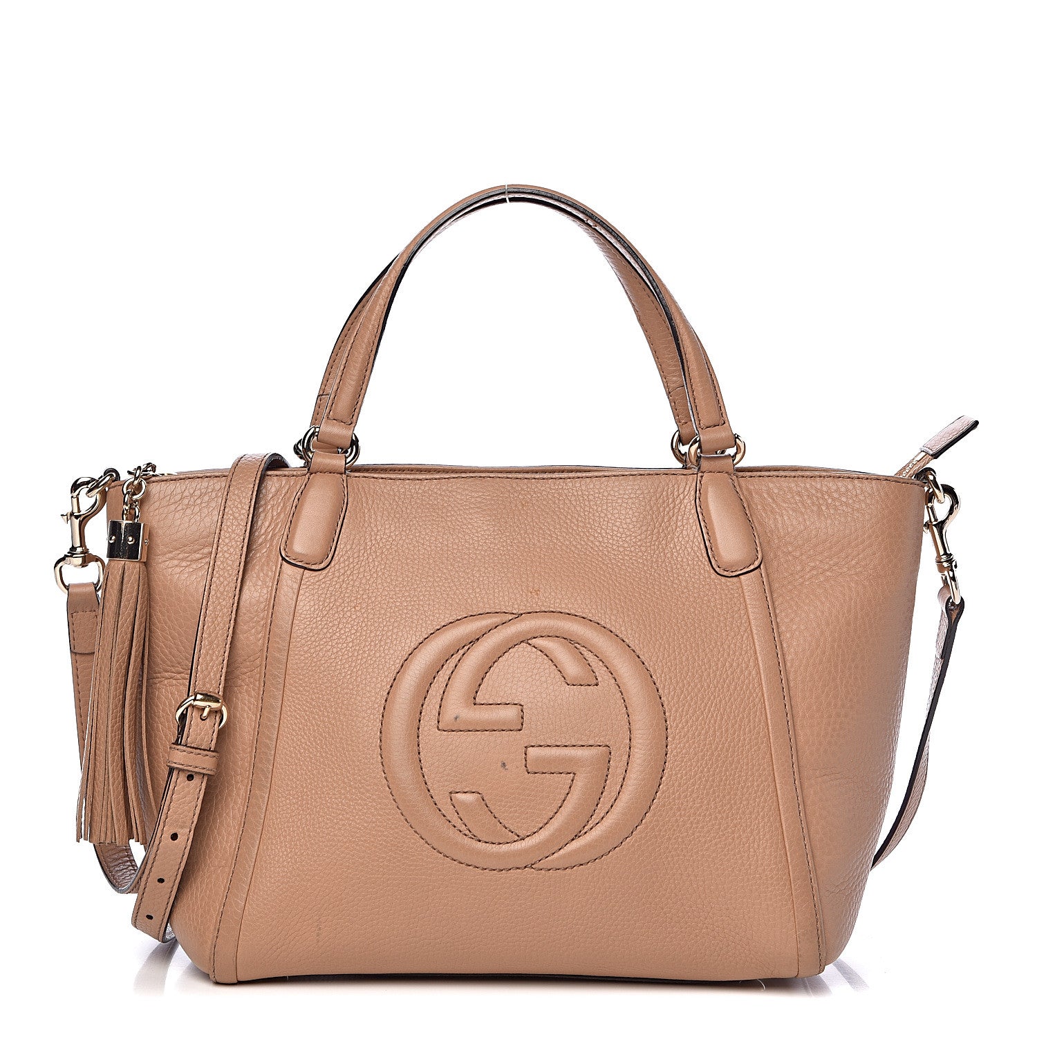 Gucci Pebbled Calfskin Small Soho Top Handle Bag Camelia 1 of 12