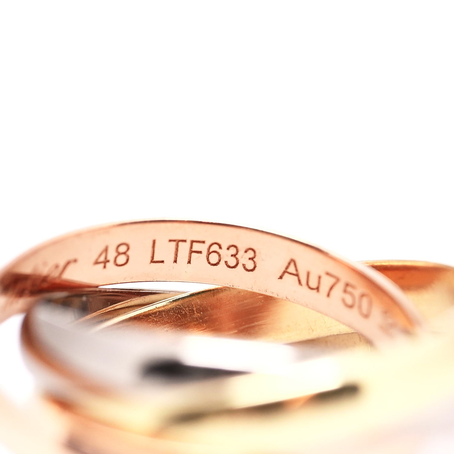 Cartier 18K Pink Yellow White Gold Classic Trinity Ring 48 4.5 4 of 6