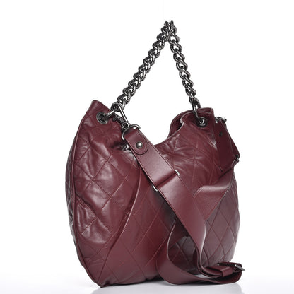 Chanel Calfskin Coco Pleats Hobo Burgundy 3 of 7
