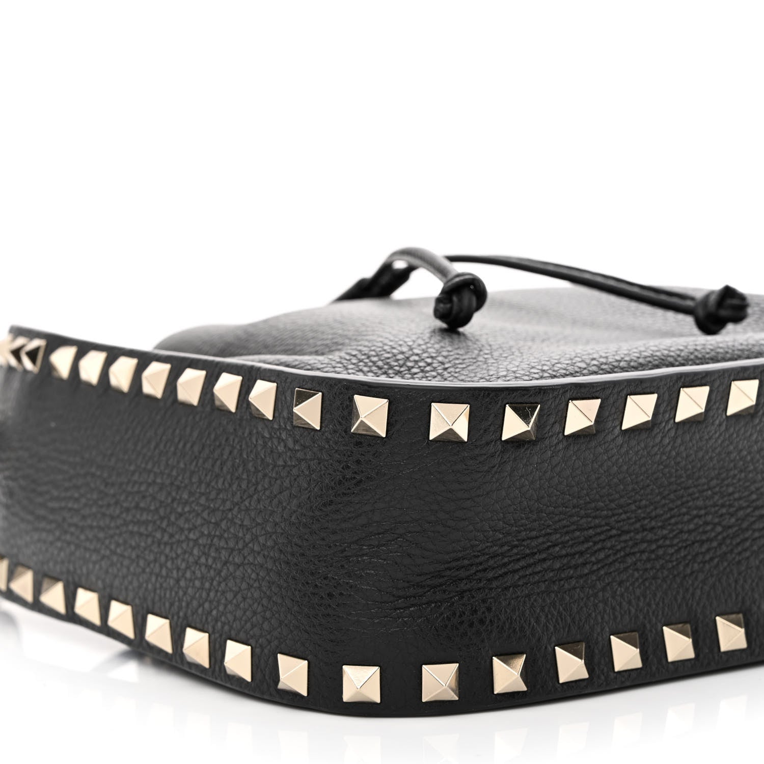 Valentino Garavani Grained Calfskin Rockstud Bucket Bag Black 8 of 9