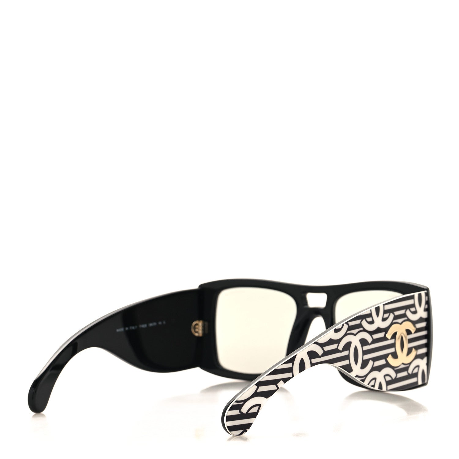 Chanel Acetate CC Logo Square Sunglasses 71628 Black White 4 of 7