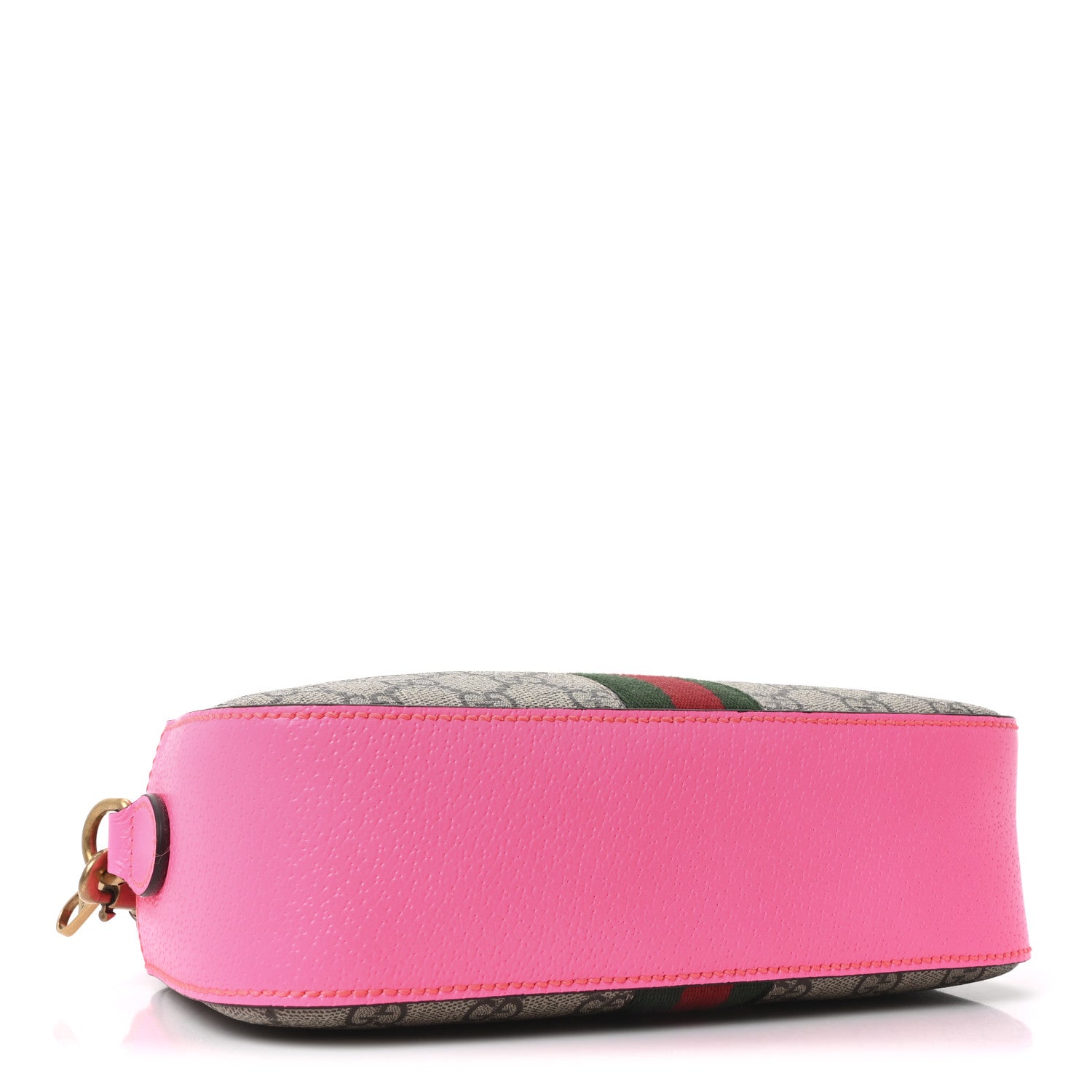 Gucci GG Supreme Monogram Textured Dollar Calfskin Web Ophidia Small Crossbody Bag Beige Ebony Fuchsia 4 of 10