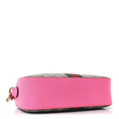 Gucci GG Supreme Monogram Textured Dollar Calfskin Web Ophidia Small Crossbody Bag Beige Ebony Fuchsia 4 of 10