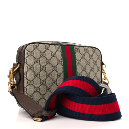 Gucci GG Supreme Monogram Textured Dollar Calfskin Web Ophidia Wristlet Shoulder Bag Beige Ebony New Acero 3 of 9