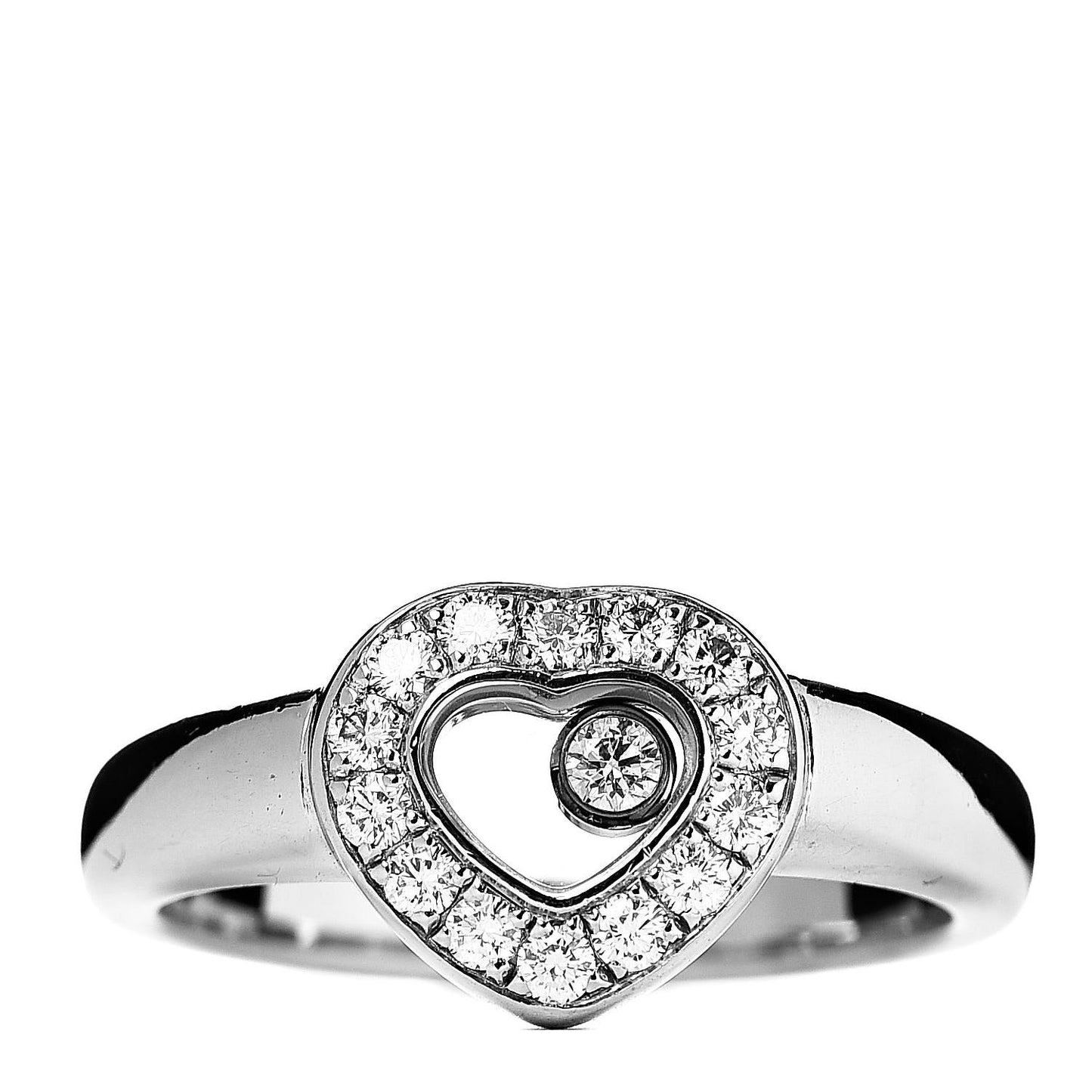 18K White Gold Diamond Happy Diamonds Heart Ring 52 6