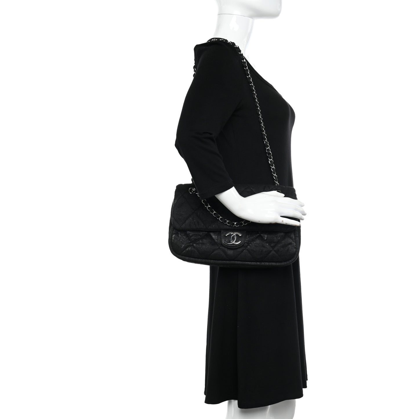 Coated Canvas Quilted Le Marais Flap Black