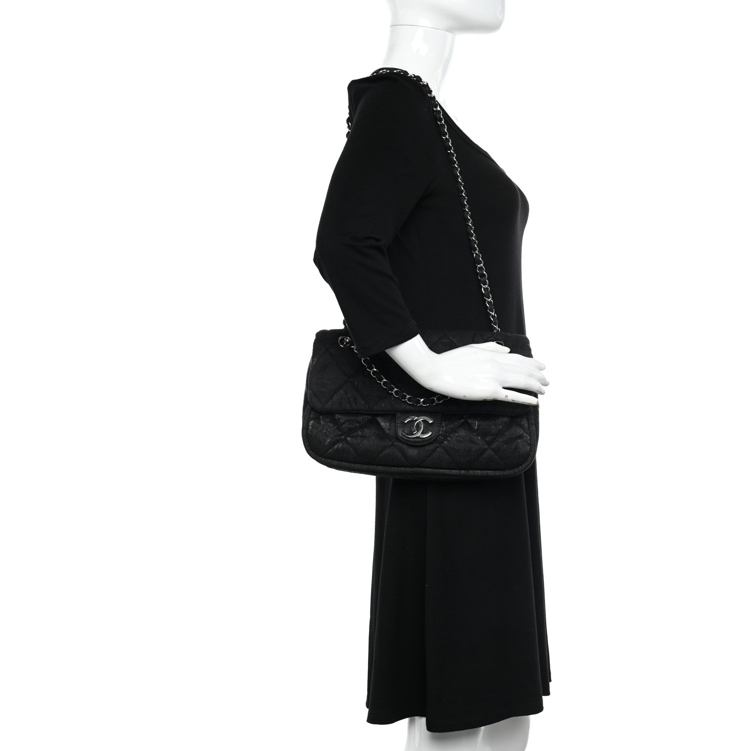 Chanel Coated Canvas Quilted Le Marais Flap Black 2 of 12