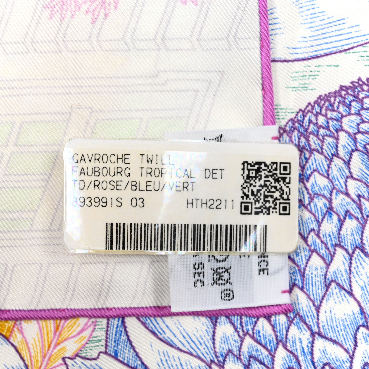 Hermes Silk Twill Faubourg Tropical Square 45 Rose Bleu Vert 3 of 3