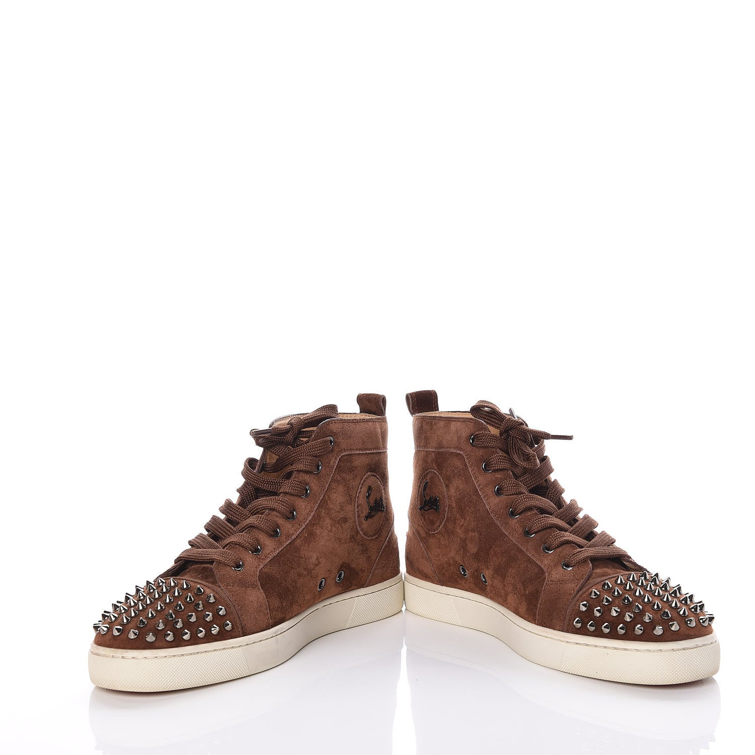Christian Louboutin Veau Velours Mens Louis Spikes Flat Sneakers 42 Pur Sang 6 of 14