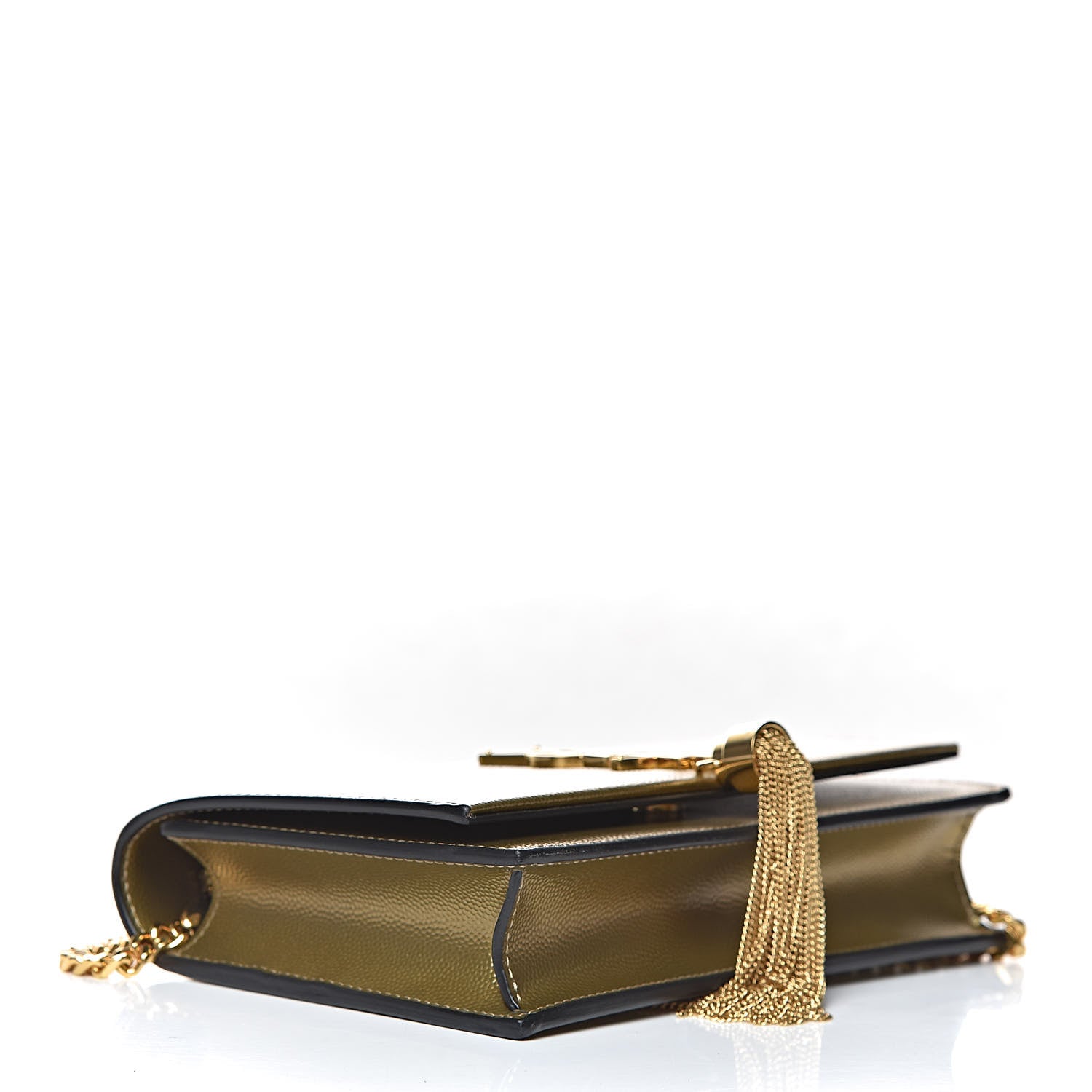 Saint Laurent Metallic Grain De Poudre Kate Monogram Tassel Chain Wallet Gold 7 of 11