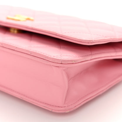 Chanel Lambskin Quilted Pick Me Up Wallet On Chain WOC Light Pink 11 of 14