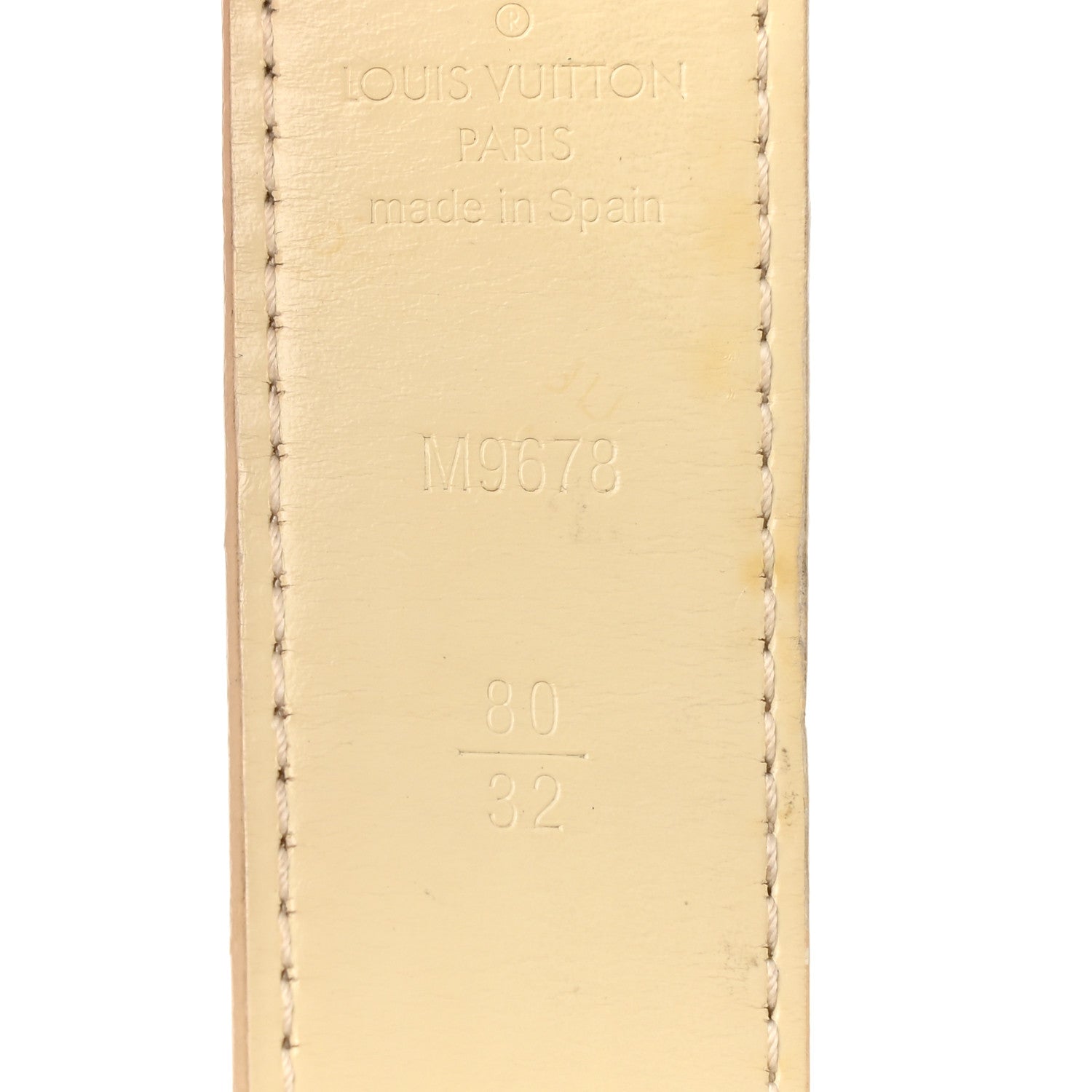 Louis Vuitton Damier Azur LV Paris Buckle Belt 80 32 Gold 3 of 7
