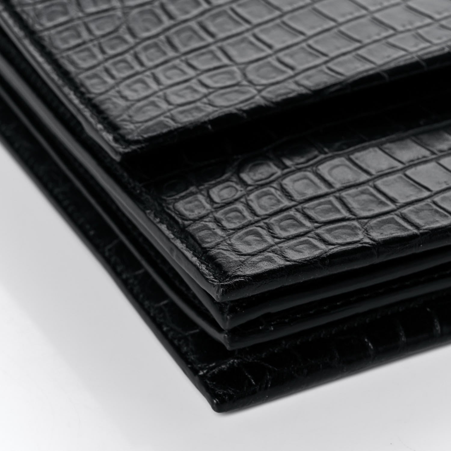 Saint Laurent Calfskin Crocodile Embossed Medium Babylone Black 9 of 13