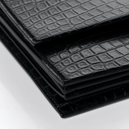 Saint Laurent Calfskin Crocodile Embossed Medium Babylone Black 9 of 13