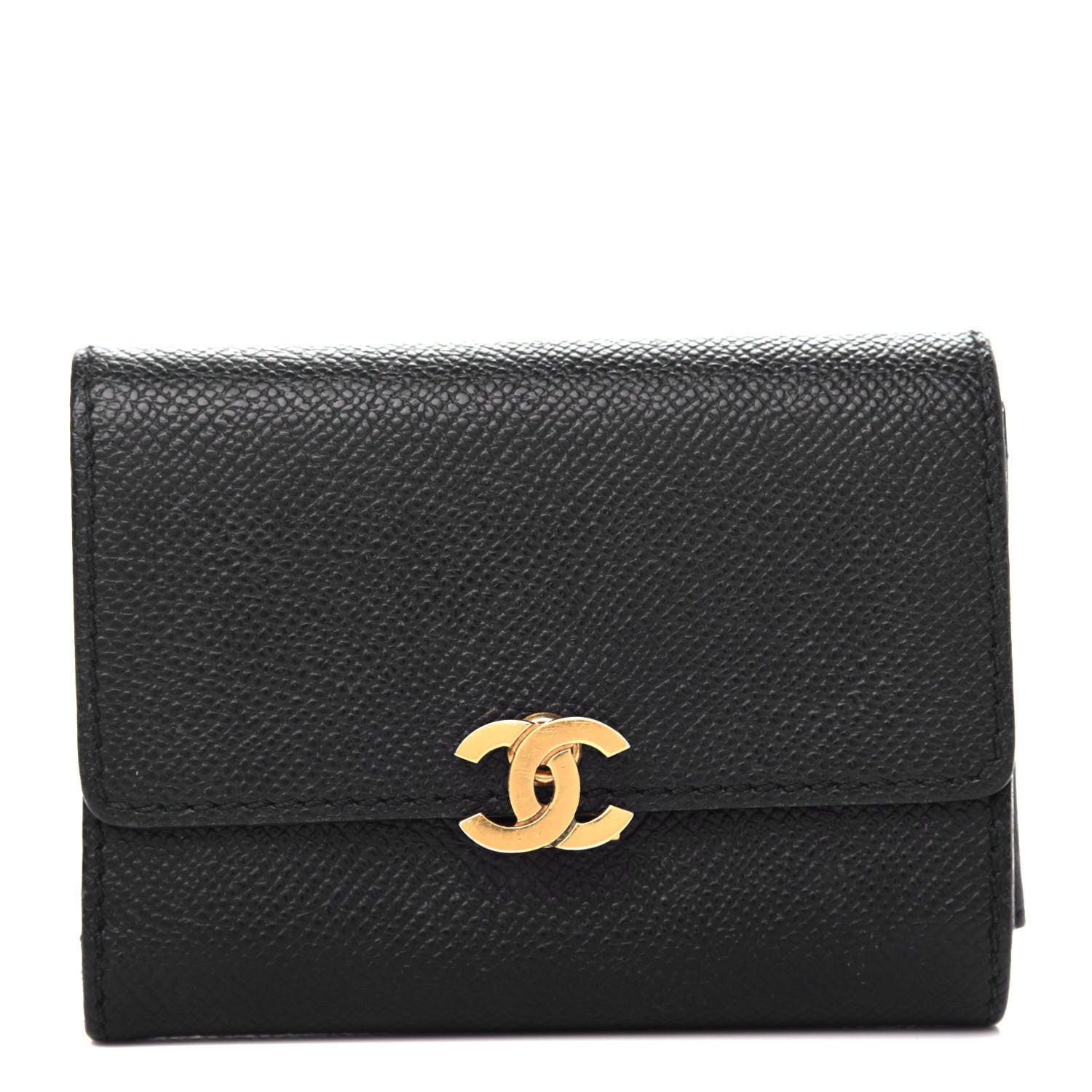Chanel Grained Calfskin CC Flap Wallet Black 1 of 9